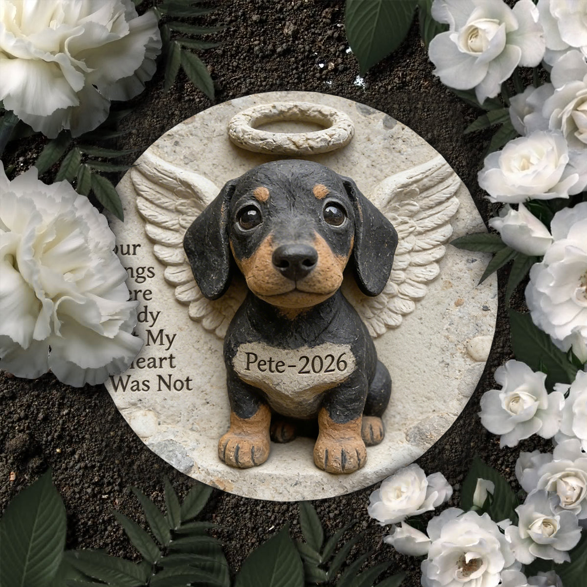 Your Wings Were Ready - Personalized Dog Round Shaped Stone