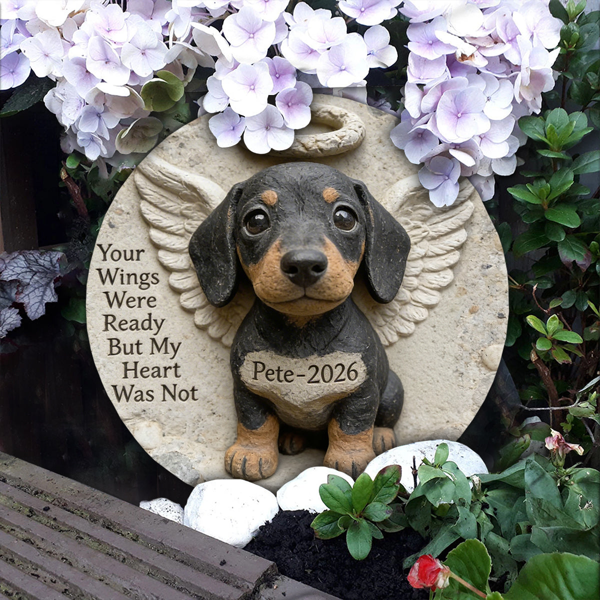 Your Wings Were Ready - Personalized Dog Round Shaped Stone