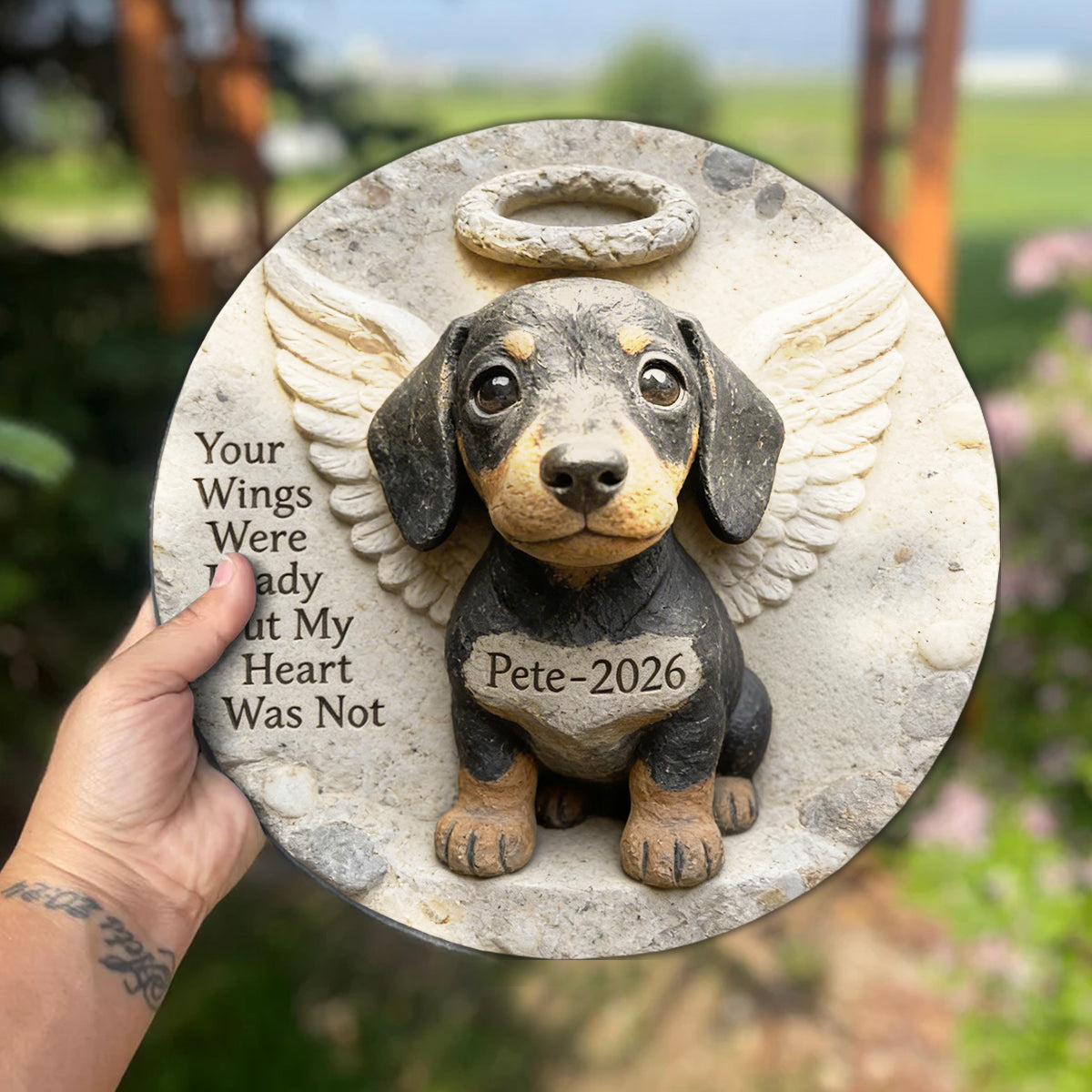 Your Wings Were Ready - Personalized Dog Round Shaped Stone