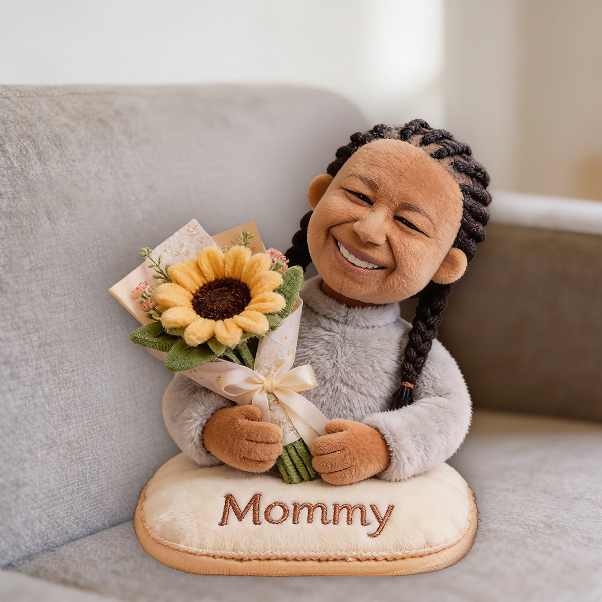 Mom Grandma And Bouquet - Personalized Mother Premium Faux Fur Pillow