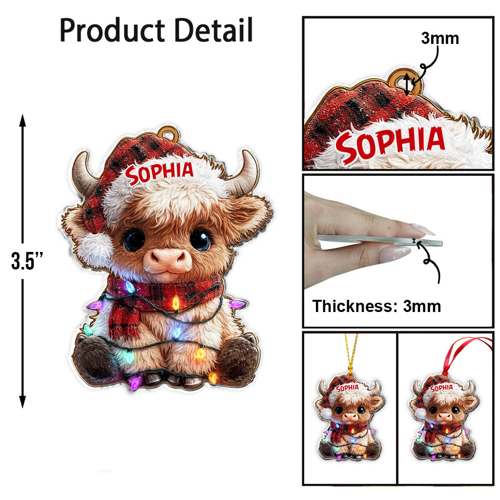 Merry Christmas - Personalized Highland Cow Ornament