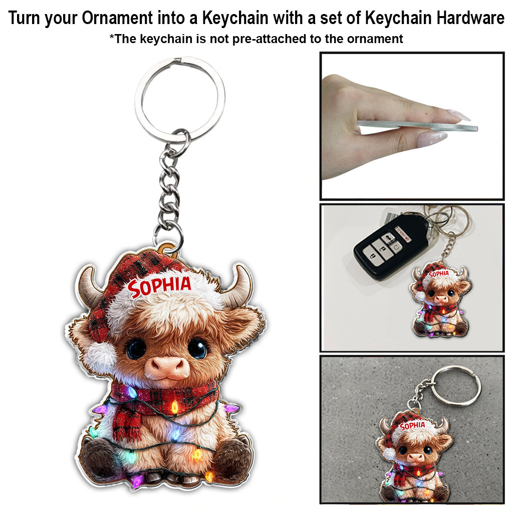 Merry Christmas - Personalized Highland Cow Ornament