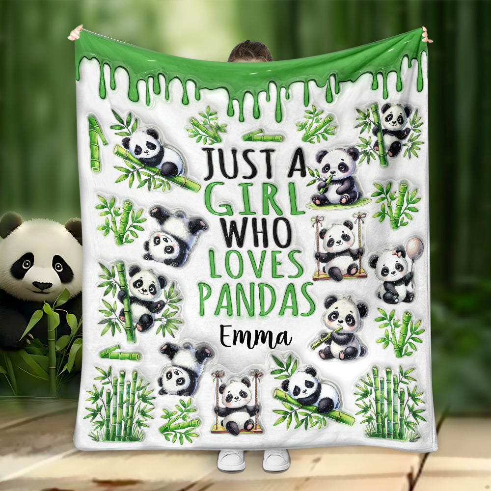 Einfach ein Mädchen, das Pandas liebt – personalisierte Panda-Liebhaber-Decke