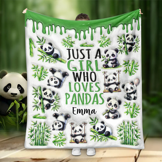 Just A Girl Who Loves Pandas - Personalized Panda Lover Blanket
