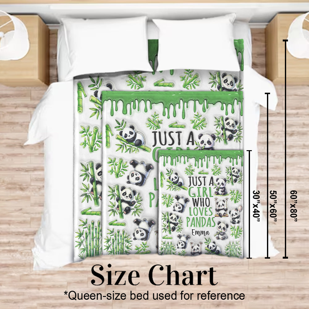 Einfach ein Mädchen, das Pandas liebt – personalisierte Panda-Liebhaber-Decke