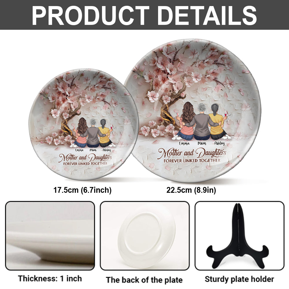 Mutter und Töchter für immer verbunden – Personalisierter runder Keramikteller „Mutter“
