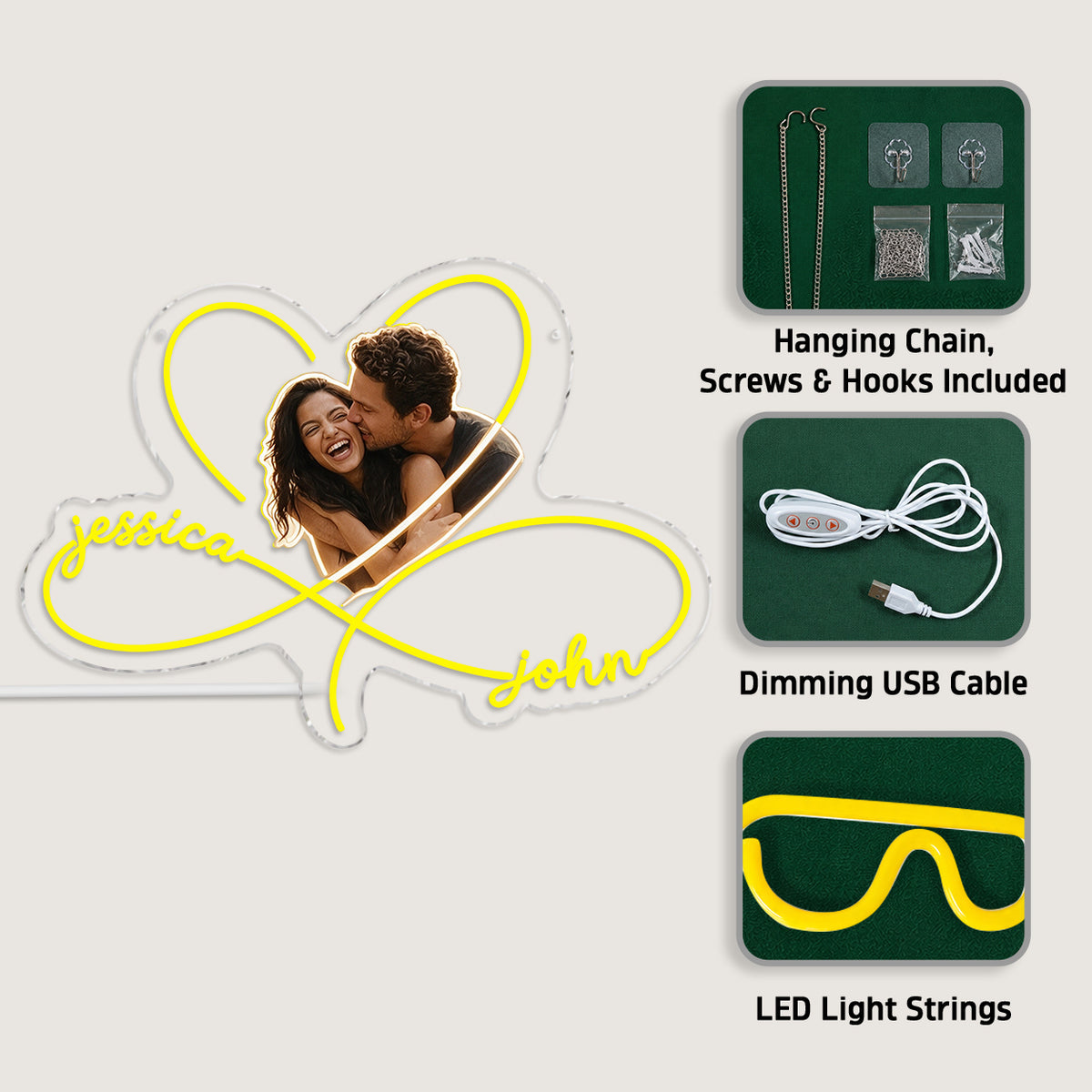 Love You Infinite, Bedroom Decoration - Personalized Couple Neon LED Light Sign
