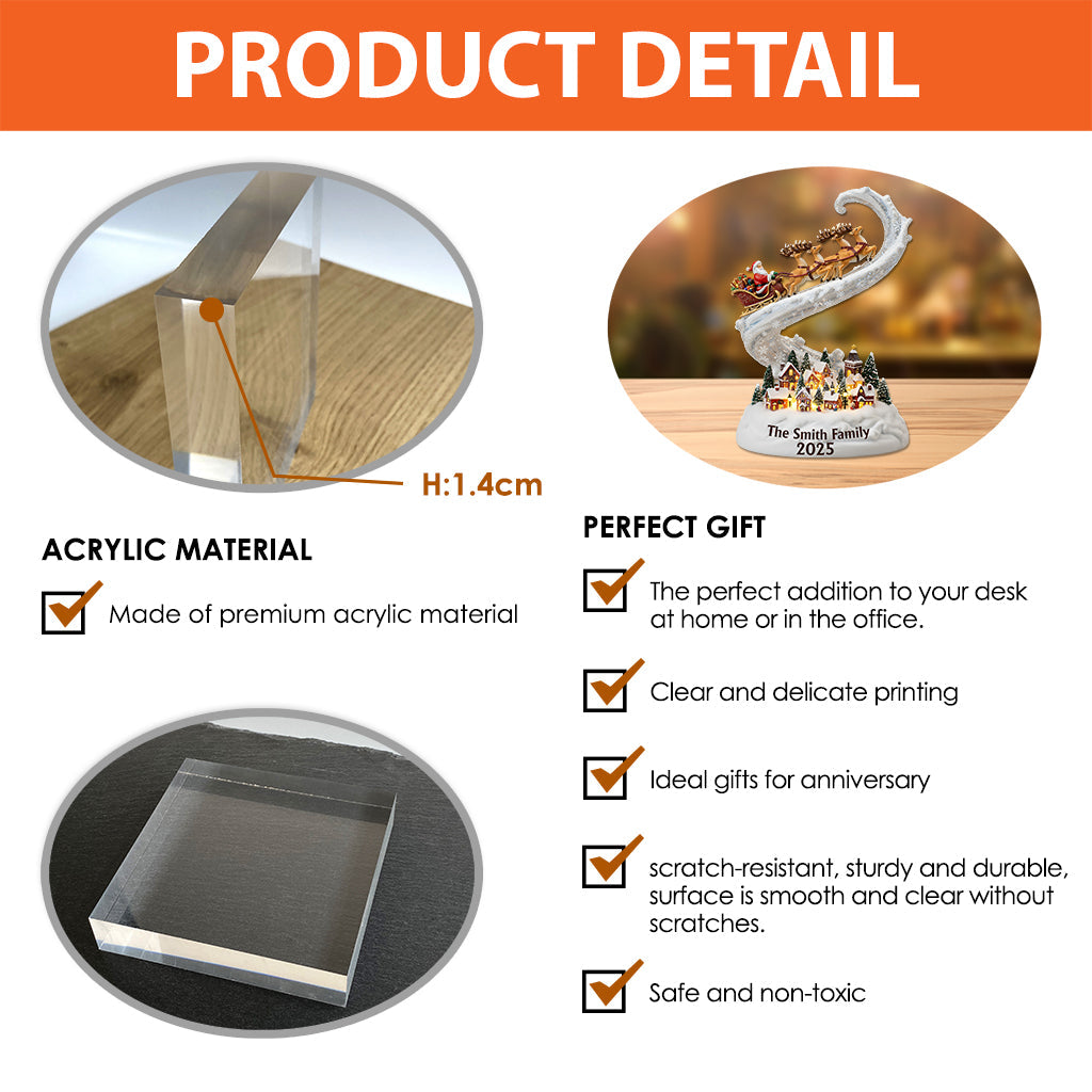 Weihnachten naht in der Stadt – Personalisierte Acrylplakette in individueller Familienform