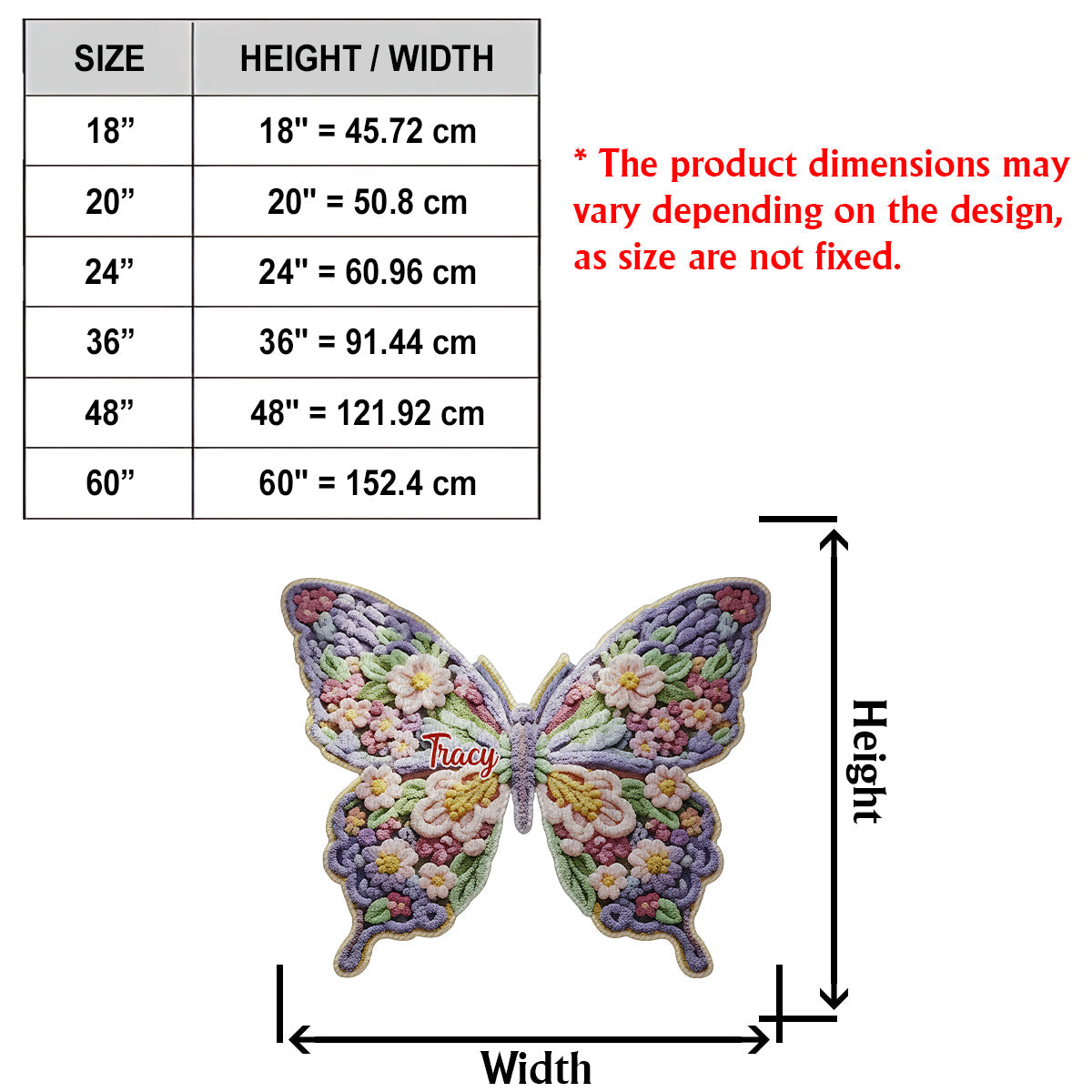Blumen-Schmetterling - Personalisierter, rutschfester, getufteter Schmetterlingsteppich