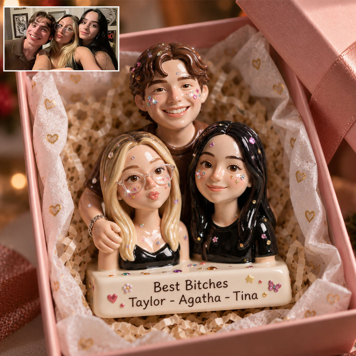 Face Rhinestones - Personalized Bestie 3D Plaque