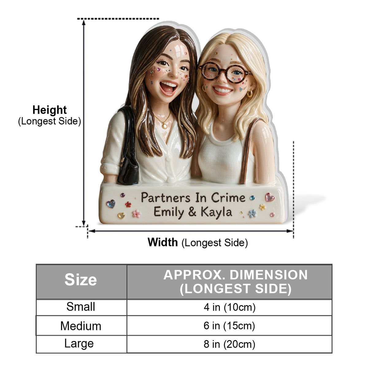 Face Rhinestones - Personalized Bestie 3D Plaque