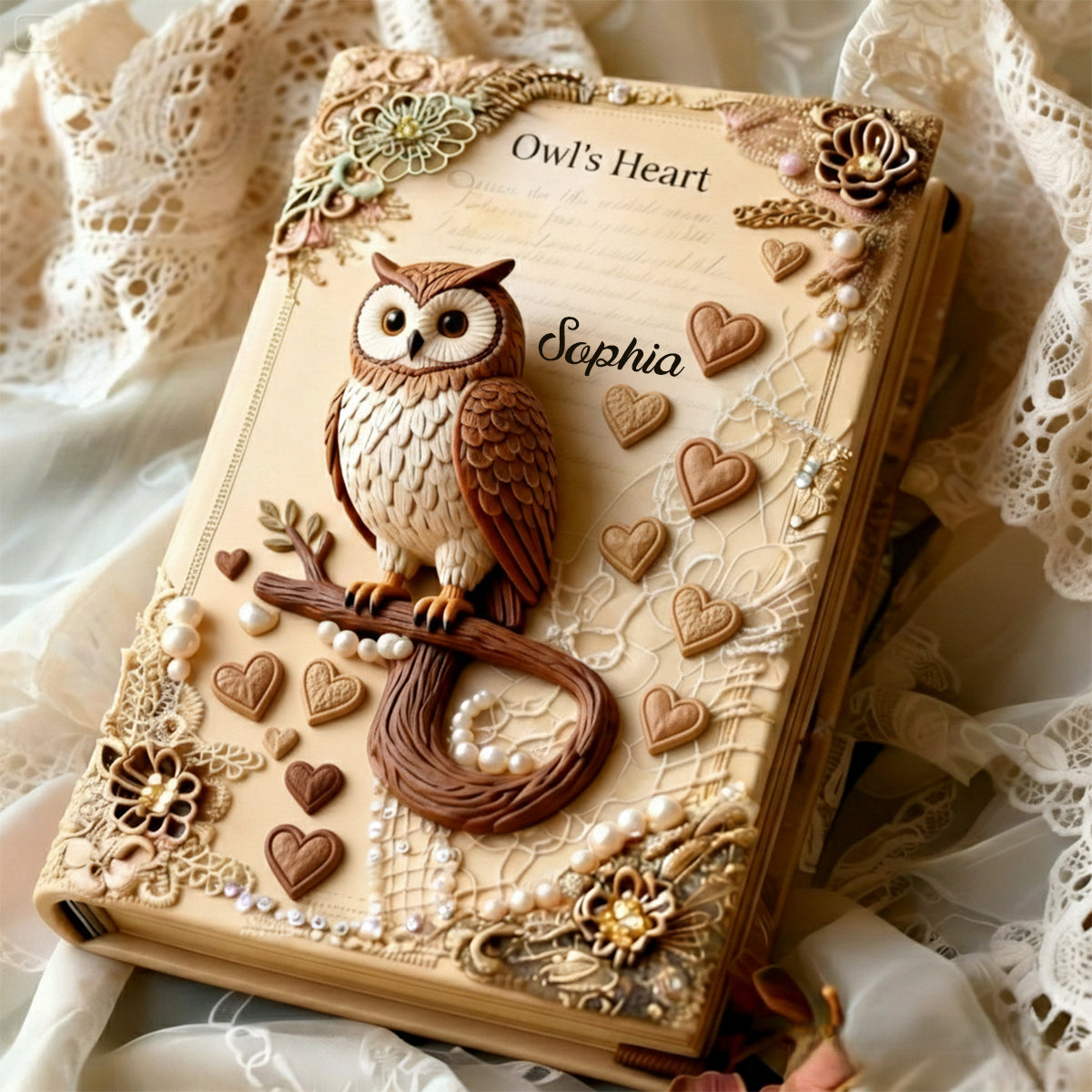 Eulenherz – Personalisiertes Eulen-Lederjournal