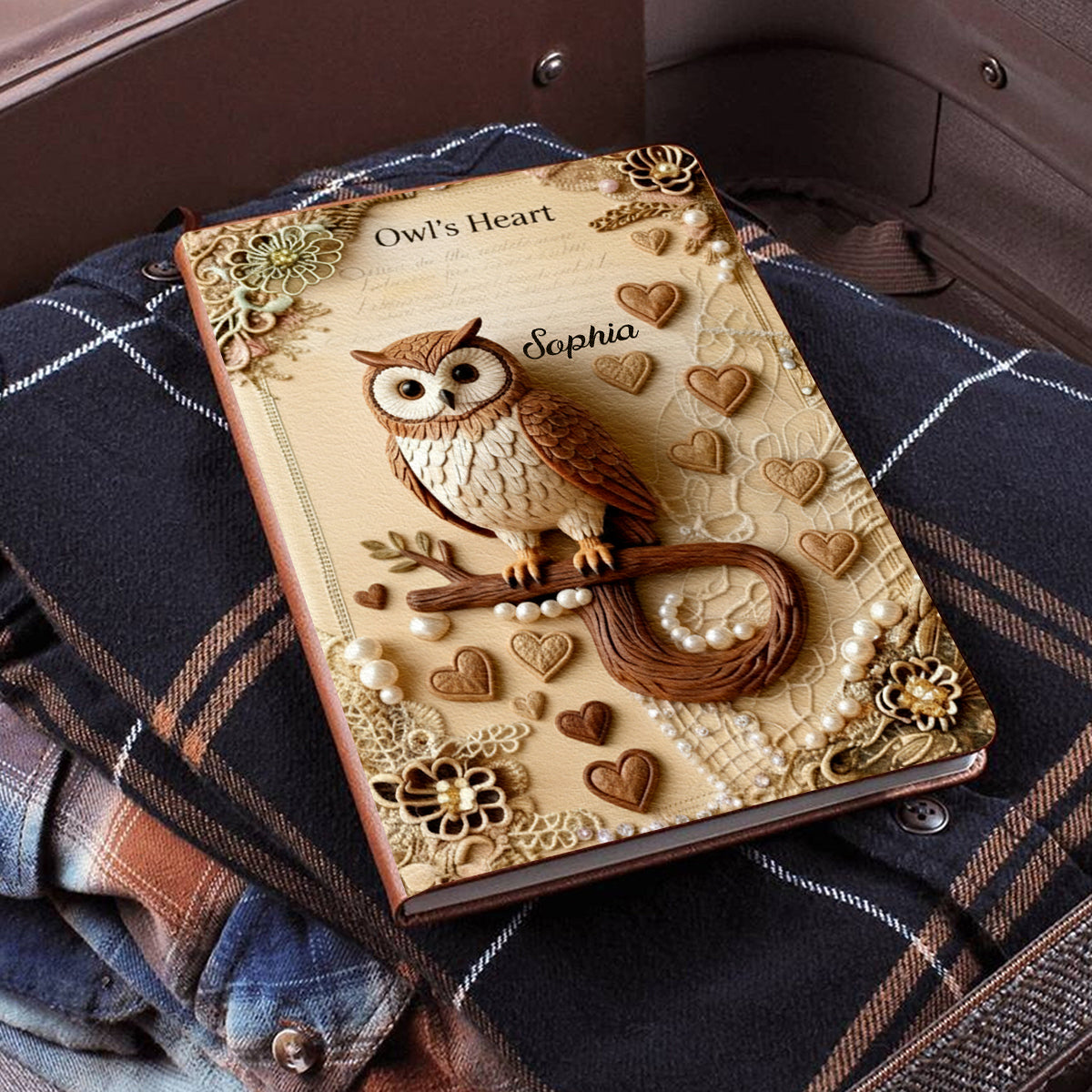 Eulenherz – Personalisiertes Eulen-Lederjournal