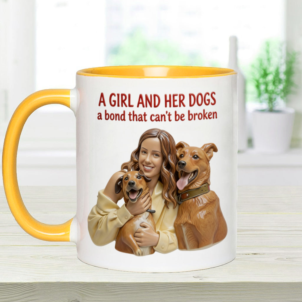 Ein Mädchen und ihre Hunde – eine unzerbrechliche Bindung – personalisierte Tasse mit Hundemotiv