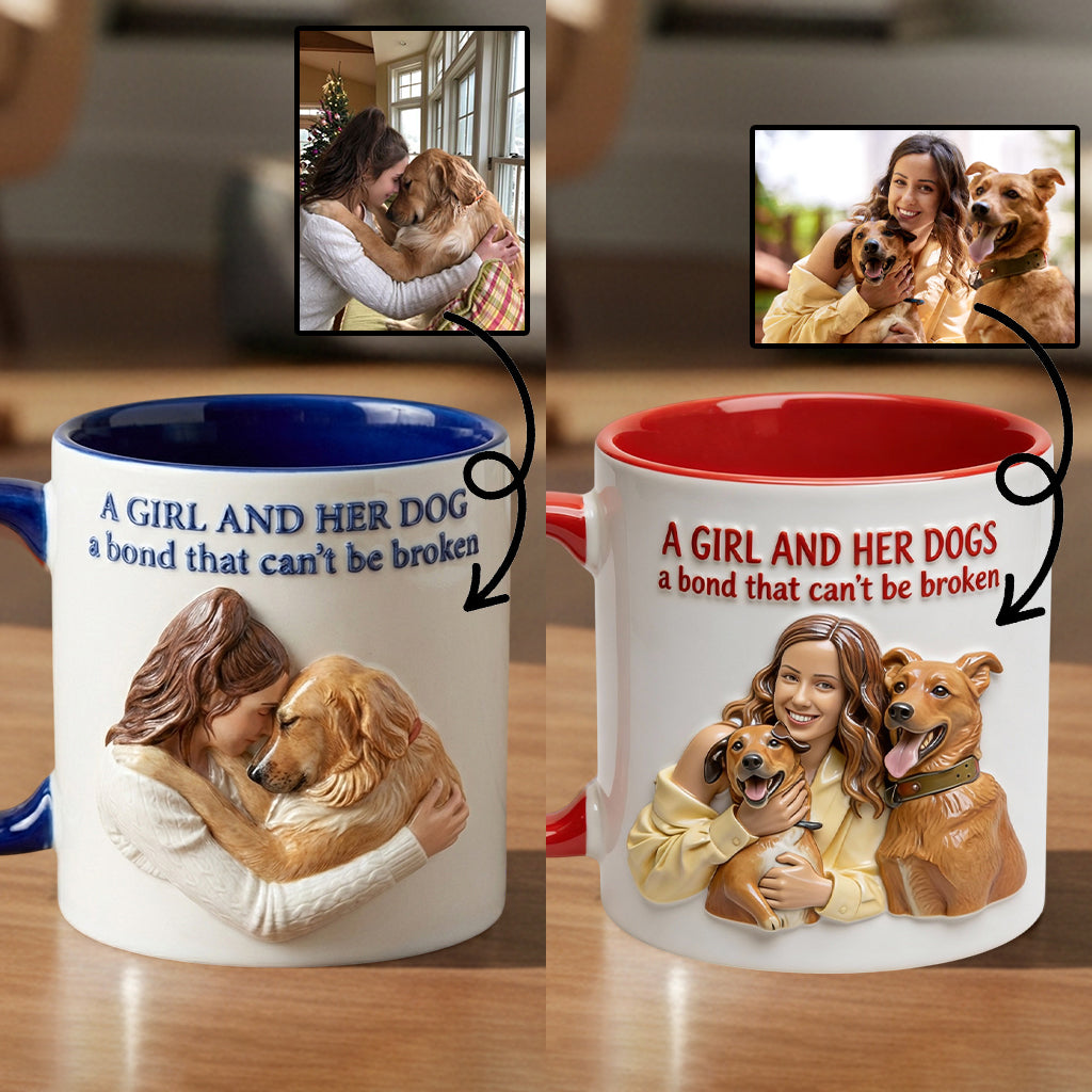 Ein Mädchen und ihre Hunde – eine unzerbrechliche Bindung – personalisierte Tasse mit Hundemotiv