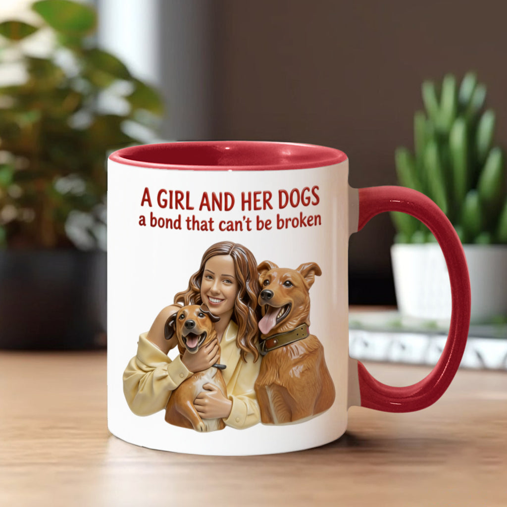 Ein Mädchen und ihre Hunde – eine unzerbrechliche Bindung – personalisierte Tasse mit Hundemotiv