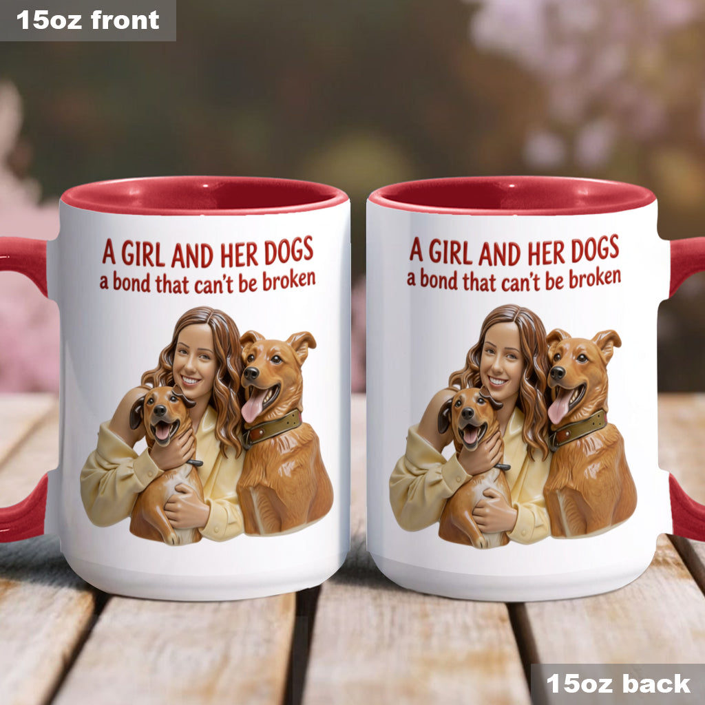Ein Mädchen und ihre Hunde – eine unzerbrechliche Bindung – personalisierte Tasse mit Hundemotiv