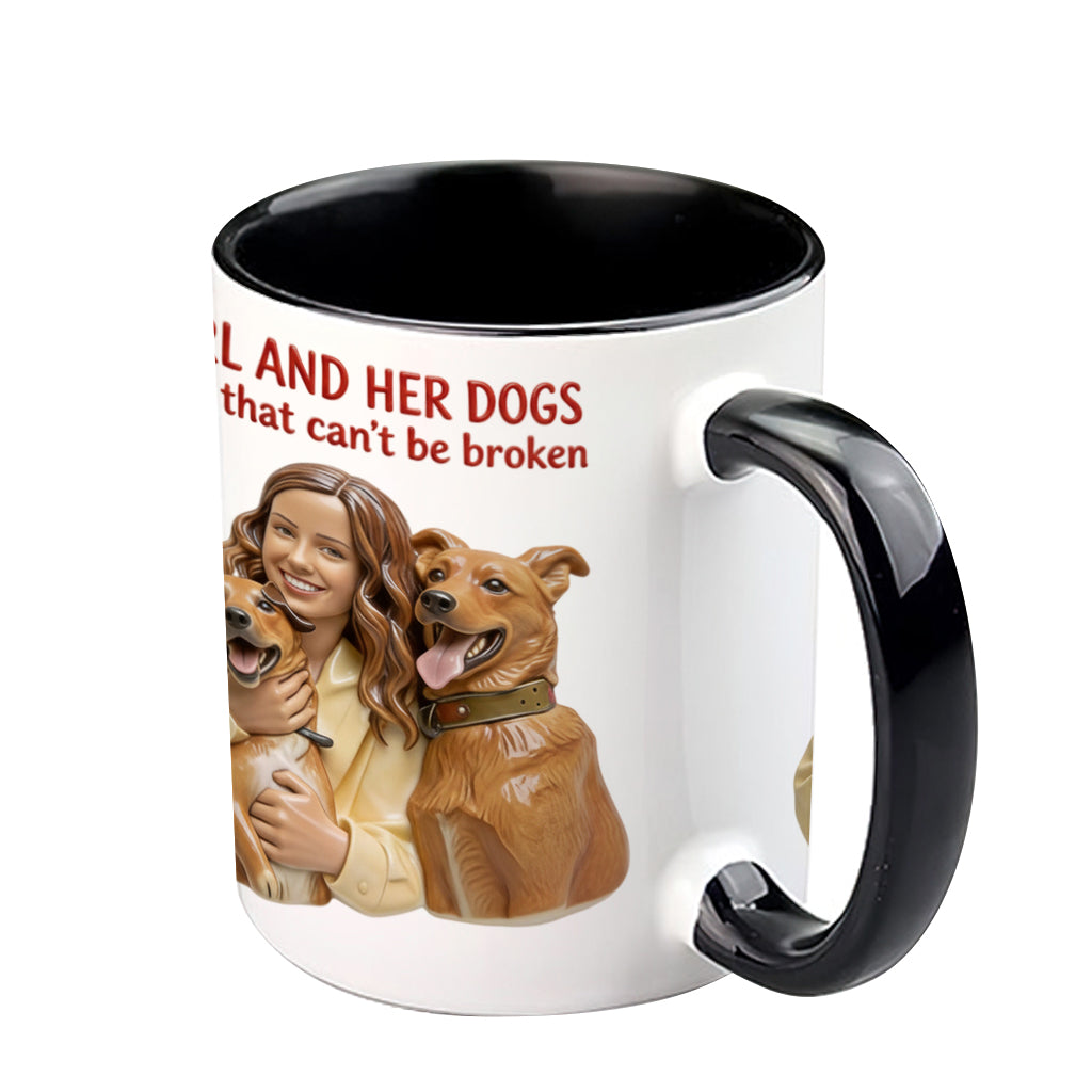 Ein Mädchen und ihre Hunde – eine unzerbrechliche Bindung – personalisierte Tasse mit Hundemotiv