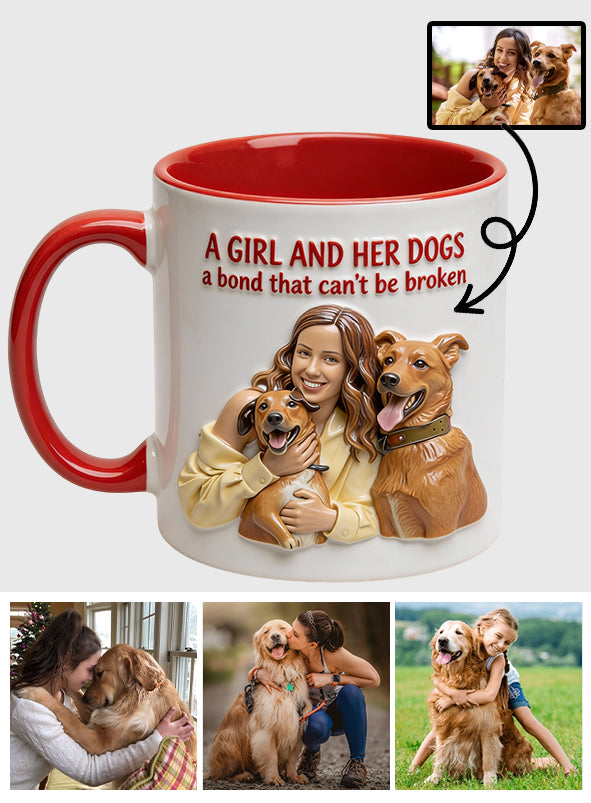 Ein Mädchen und ihre Hunde – eine unzerbrechliche Bindung – personalisierte Tasse mit Hundemotiv