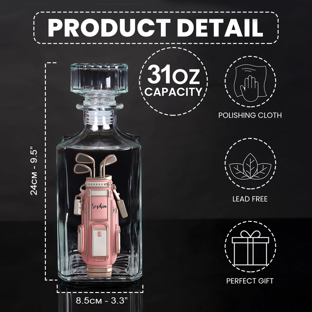 Luxuriöses Geschenk für Golfer mit individuellem Namen – Personalisiertes Golf-Whisky-Dekanter-Set