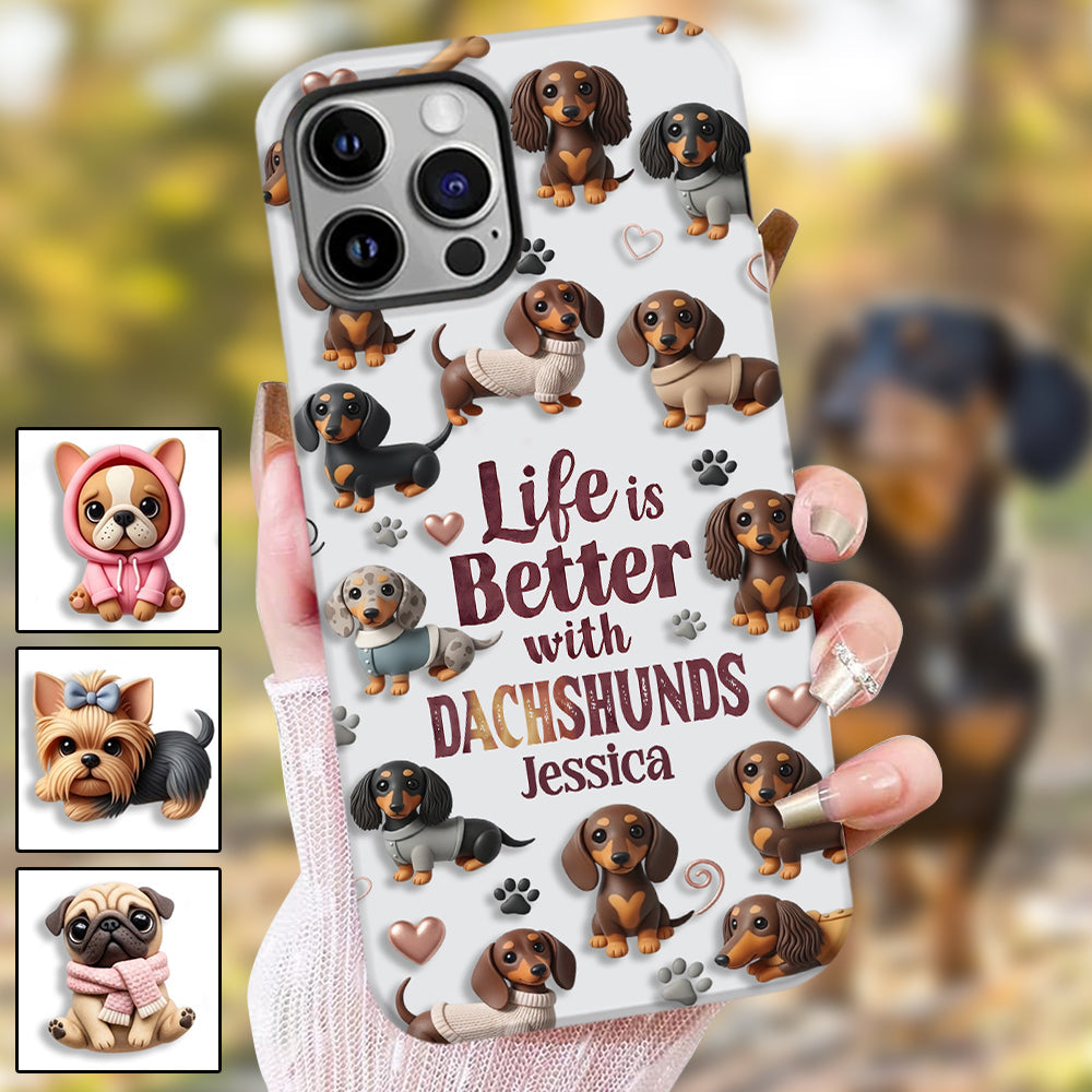 Einfach ein Mädchen, das Hunde liebt – Personalisierte Handyhülle mit Hundemotiv