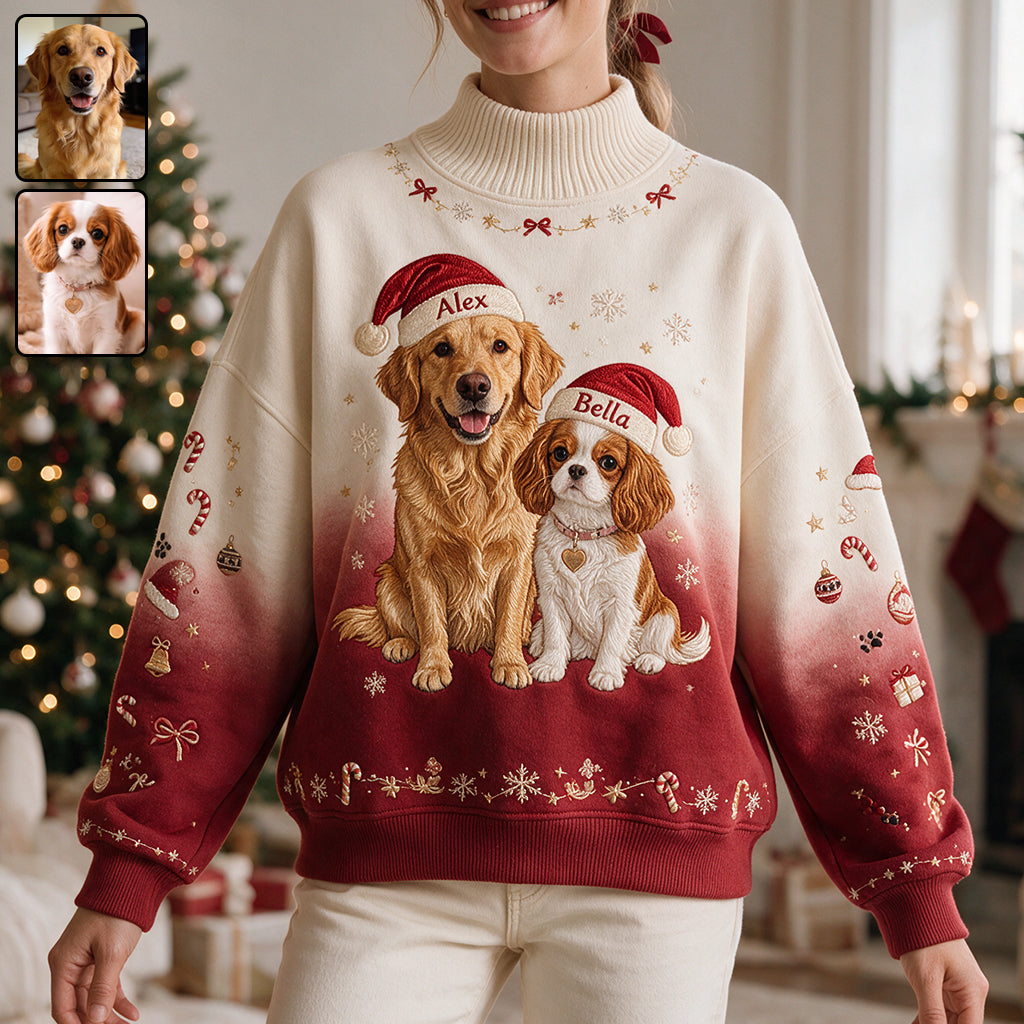 Merry Woofmas - Personalized Dog Mock Neck Sweatshirt