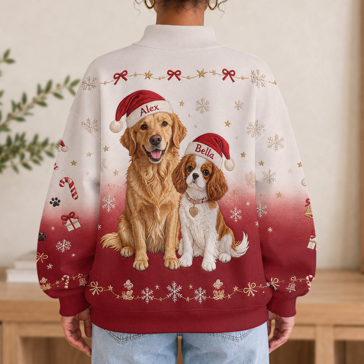 Merry Woofmas - Personalized Dog Mock Neck Sweatshirt