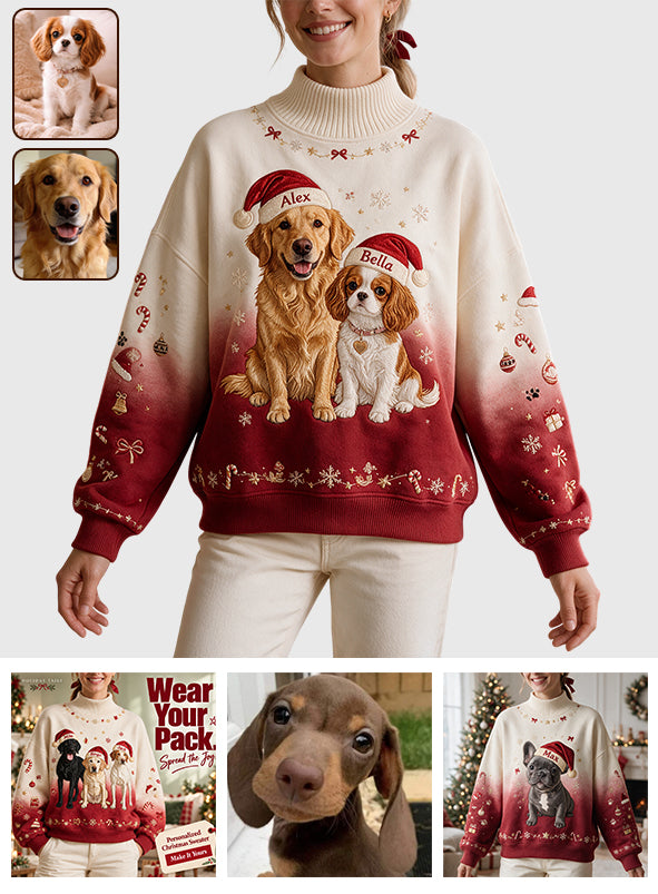 Merry Woofmas - Personalized Dog Mock Neck Sweatshirt