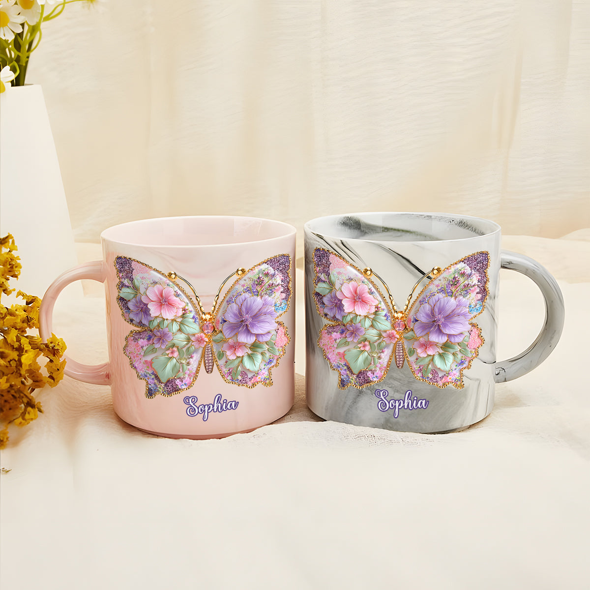 Love Butterfly - Personalized Butterfly Marble Mug