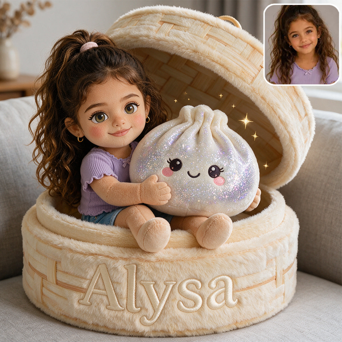 The Funny Mystery Dumpling For Kid - Personalized Kid Premium Faux Fur Pillow