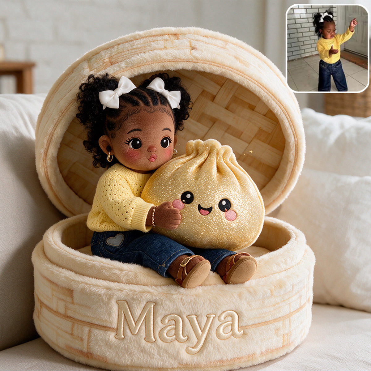 The Funny Mystery Dumpling For Kid - Personalized Kid Premium Faux Fur Pillow