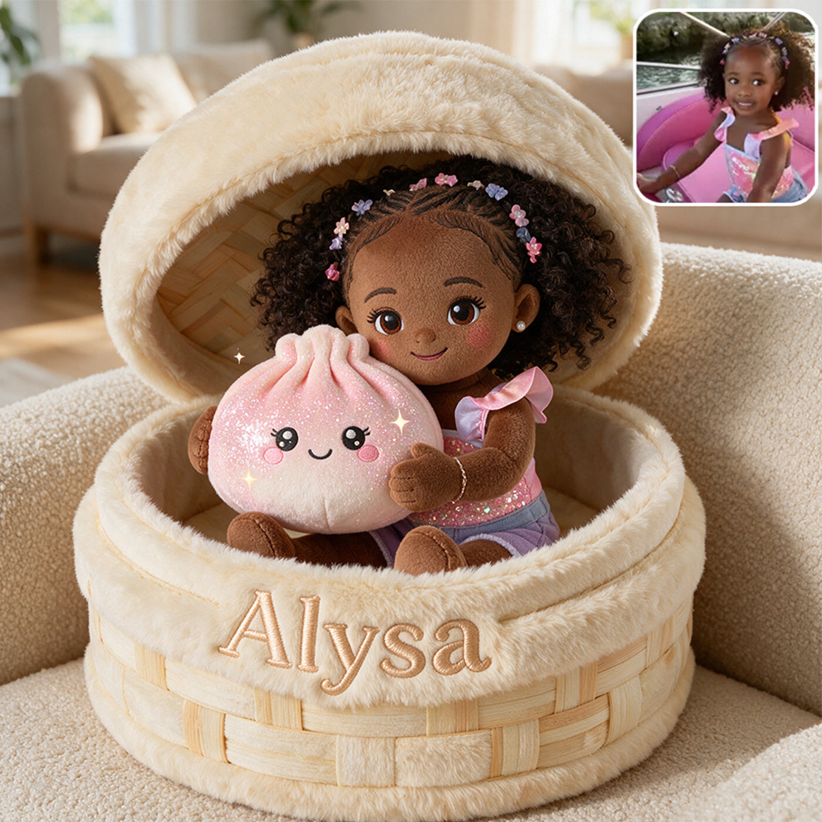 The Funny Mystery Dumpling For Kid - Personalized Kid Premium Faux Fur Pillow