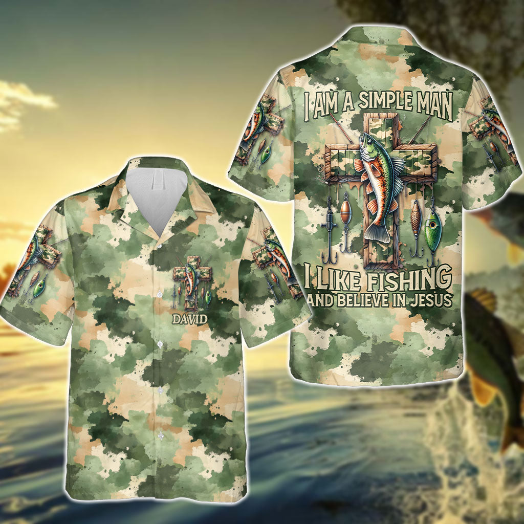 I Like Fishing And Believe In God - Personalized Fishing Hawaiian Shirt