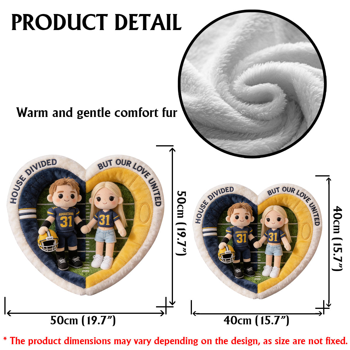 Football House Divided – Personalisiertes Fußballkissen aus Kunstfell