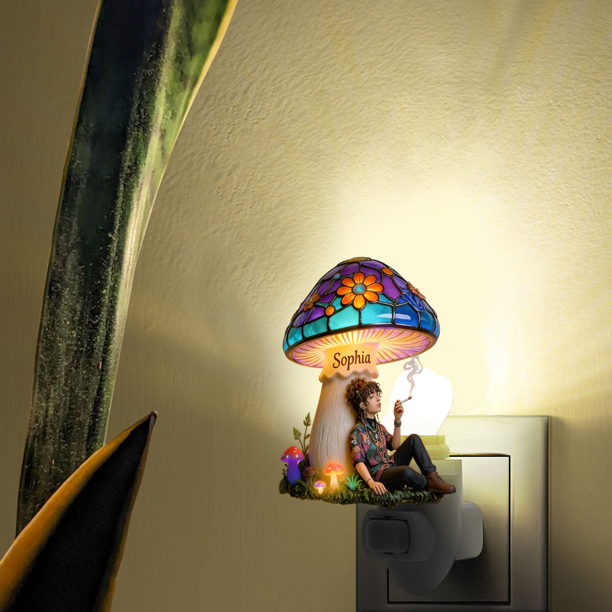 Magic Smoking Mushroom - Personalized Hippie Acrylic Plug-In Night Light