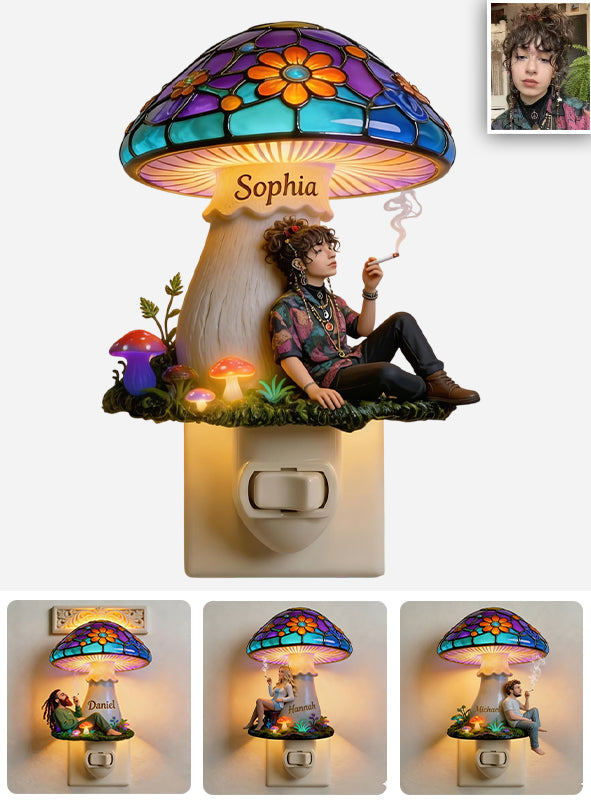 Magic Smoking Mushroom - Personalized Hippie Acrylic Plug-In Night Light