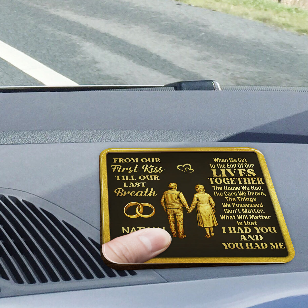 From Our First Kiss - Personalized Couple Shaped Car Visor Clip