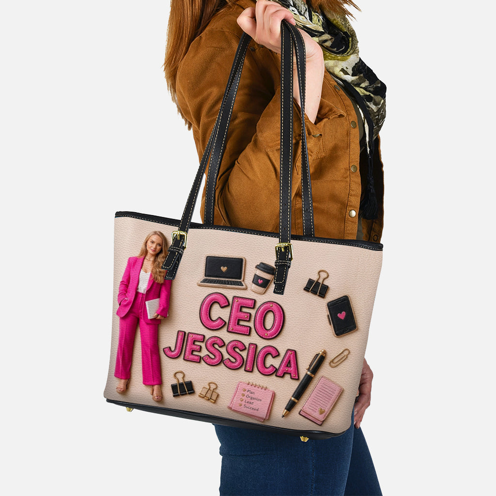 Any Photo, Job Title - Personalized Colleague Leather Bag