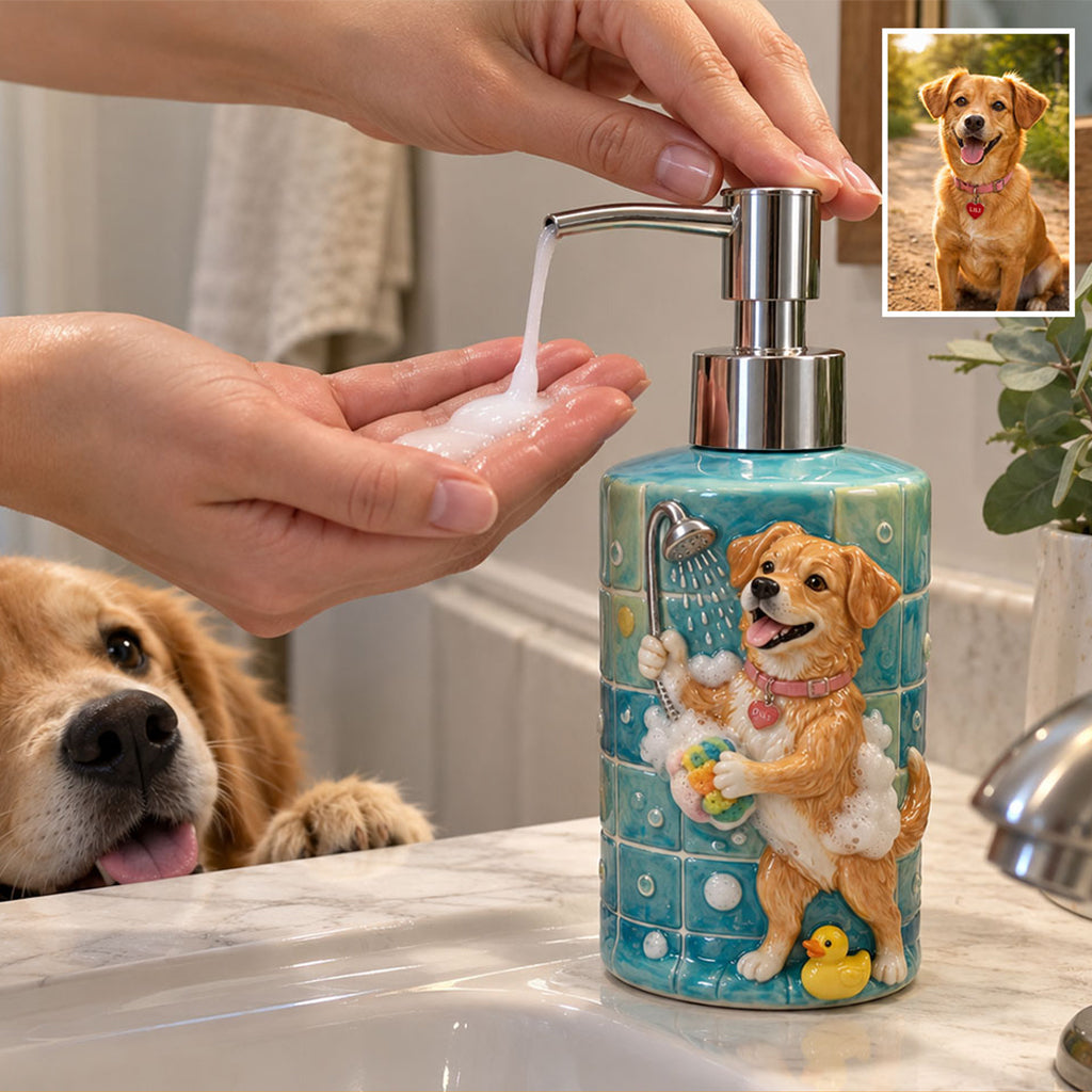 Bath Time - Personalized Dog Ceramic Pump Dispenser