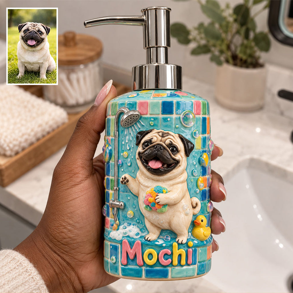 Bath Time - Personalized Dog Ceramic Pump Dispenser