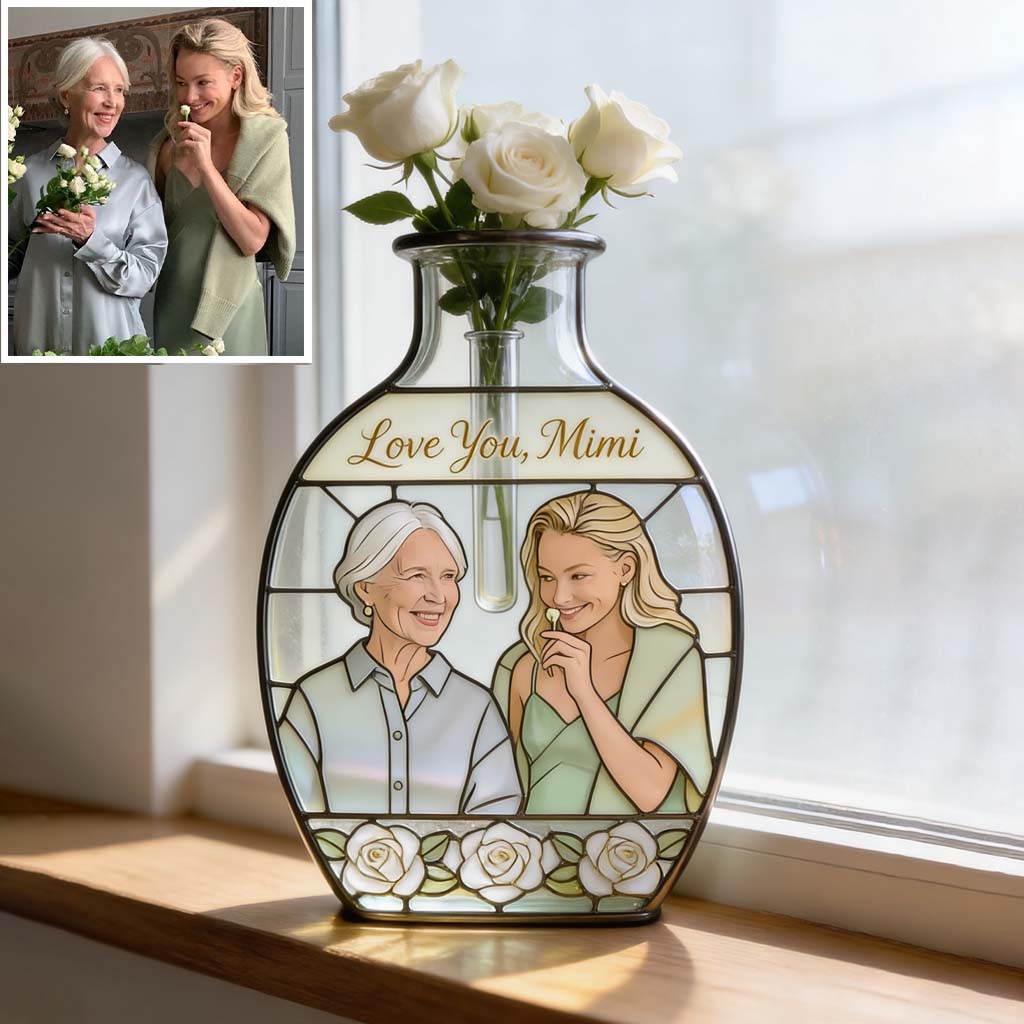 Personalisierte Blumenvase als Muttertagsgeschenk für Mama/Oma – Individuell gestaltete Acryl-Blumenvase in Wunschform
