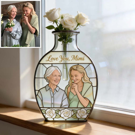 Personalisierte Blumenvase als Muttertagsgeschenk für Mama/Oma – Individuell gestaltete Acryl-Blumenvase in Wunschform