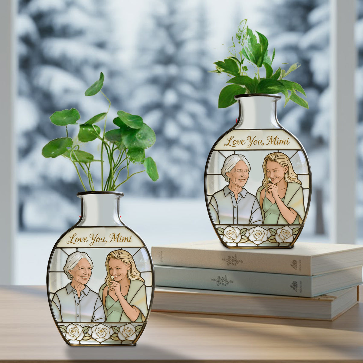 Personalisierte Blumenvase als Muttertagsgeschenk für Mama/Oma – Individuell gestaltete Acryl-Blumenvase in Wunschform