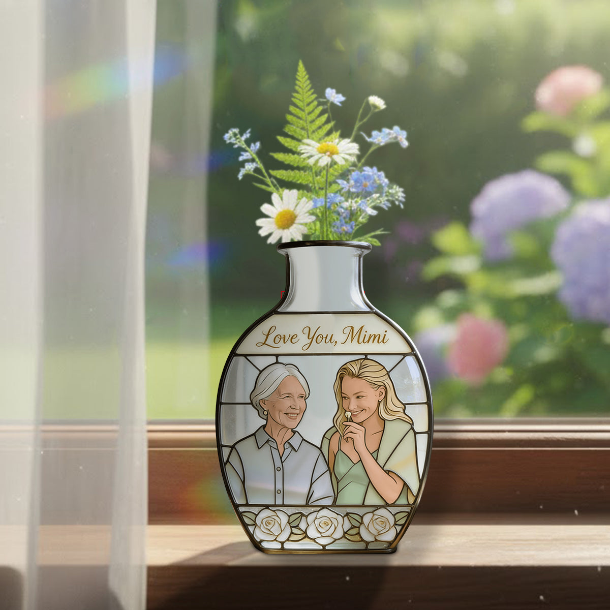 Personalisierte Blumenvase als Muttertagsgeschenk für Mama/Oma – Individuell gestaltete Acryl-Blumenvase in Wunschform