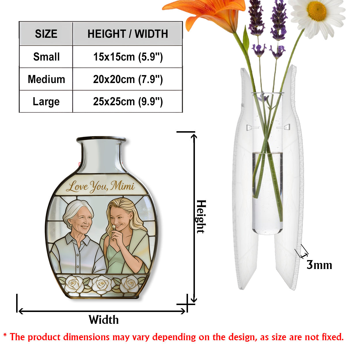 Personalisierte Blumenvase als Muttertagsgeschenk für Mama/Oma – Individuell gestaltete Acryl-Blumenvase in Wunschform