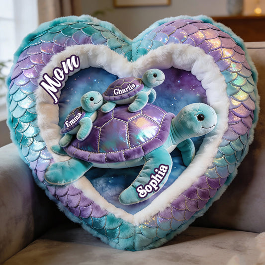 Geschenkidee für Oma und Mama – Personalisiertes Kissen in Schildkrötenform aus Kunstfell