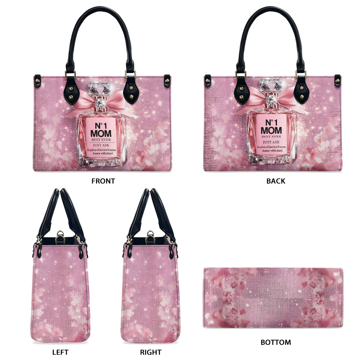 No1 Mom Ever - Personalized Mother Leather Handbag & Leather Long Wallet