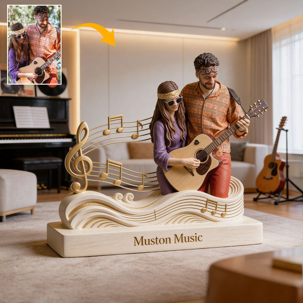 Geschenk für Gitarristen und Musikliebhaber – personalisierte Acrylplakette in Gitarrenform