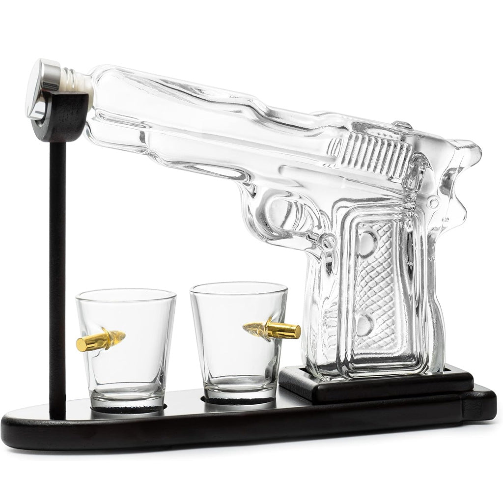 Whiskey Gun Decanter Set with 2 Bullet Glasses