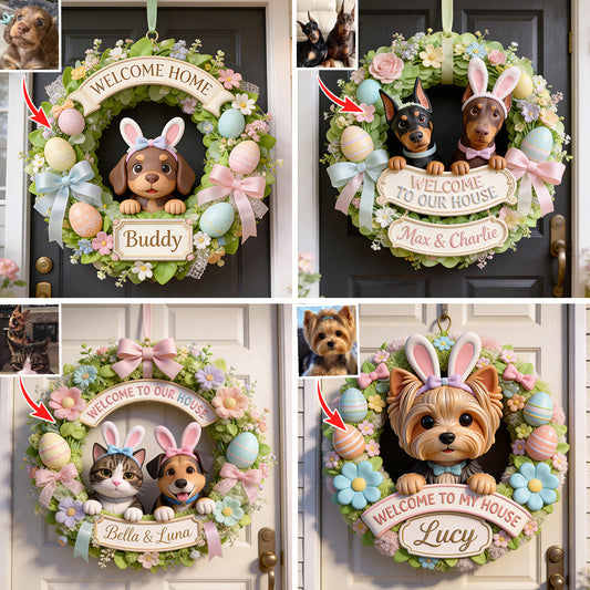 Jedes Foto als Ostergeschenk – personalisiertes Holzschild in Hundeform